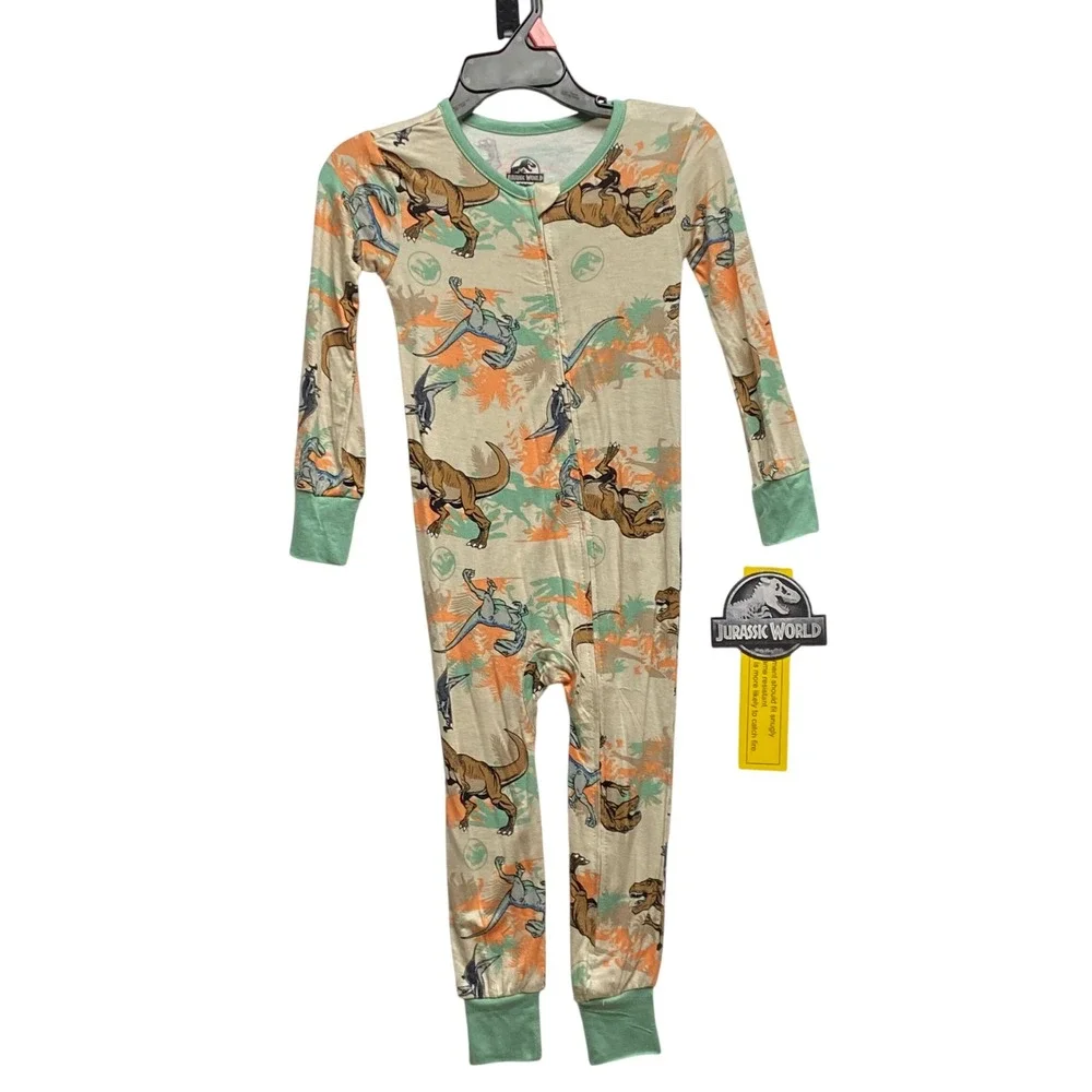 Jurassic World Zip Up Sleepers Toddler ‎ Size 4T NWT